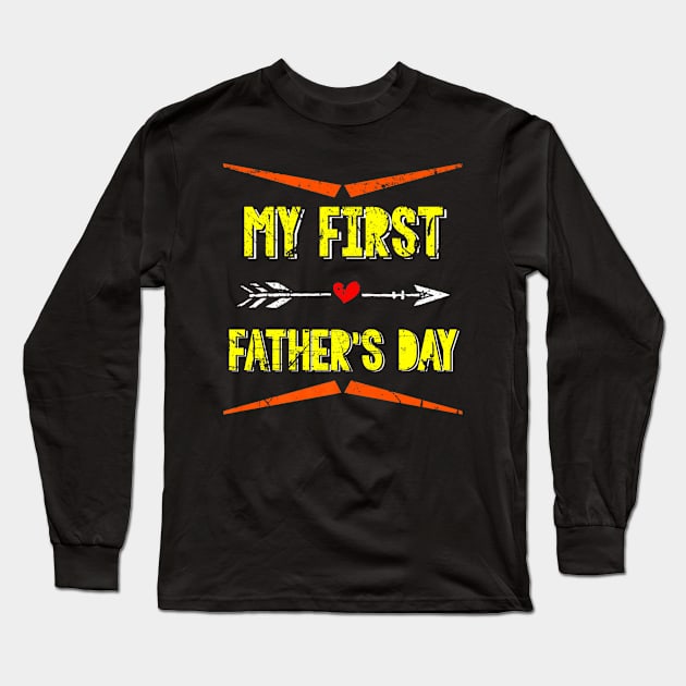 Dad Est 2023 My First Fathers Day Long Sleeve T-Shirt by Autumn Watercolor